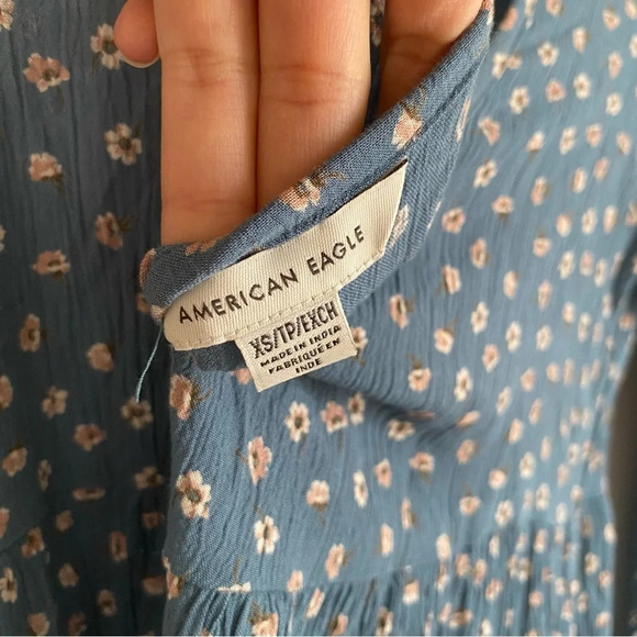 AMERICAN Eagle  Open Back Printed Baby Doll Dress Size XS (slightly shrunk) - Picture 5 of 11